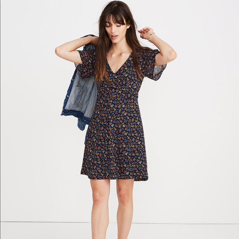 Madewell Blue Garden Party Cross Front Dress